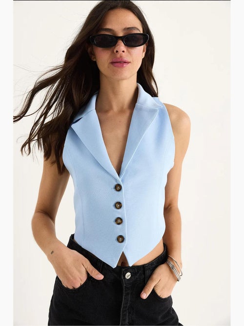 Gilet con collo a scialle e dettaglio di cravatta sul retro lucci - Kiabi