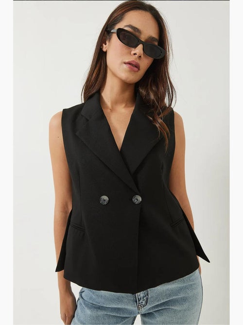 Gilet con collo a scialle e taglio asimmetrico lucci - Kiabi Gilet con collo a scialle e taglio asimmetrico lucci - Kiabi