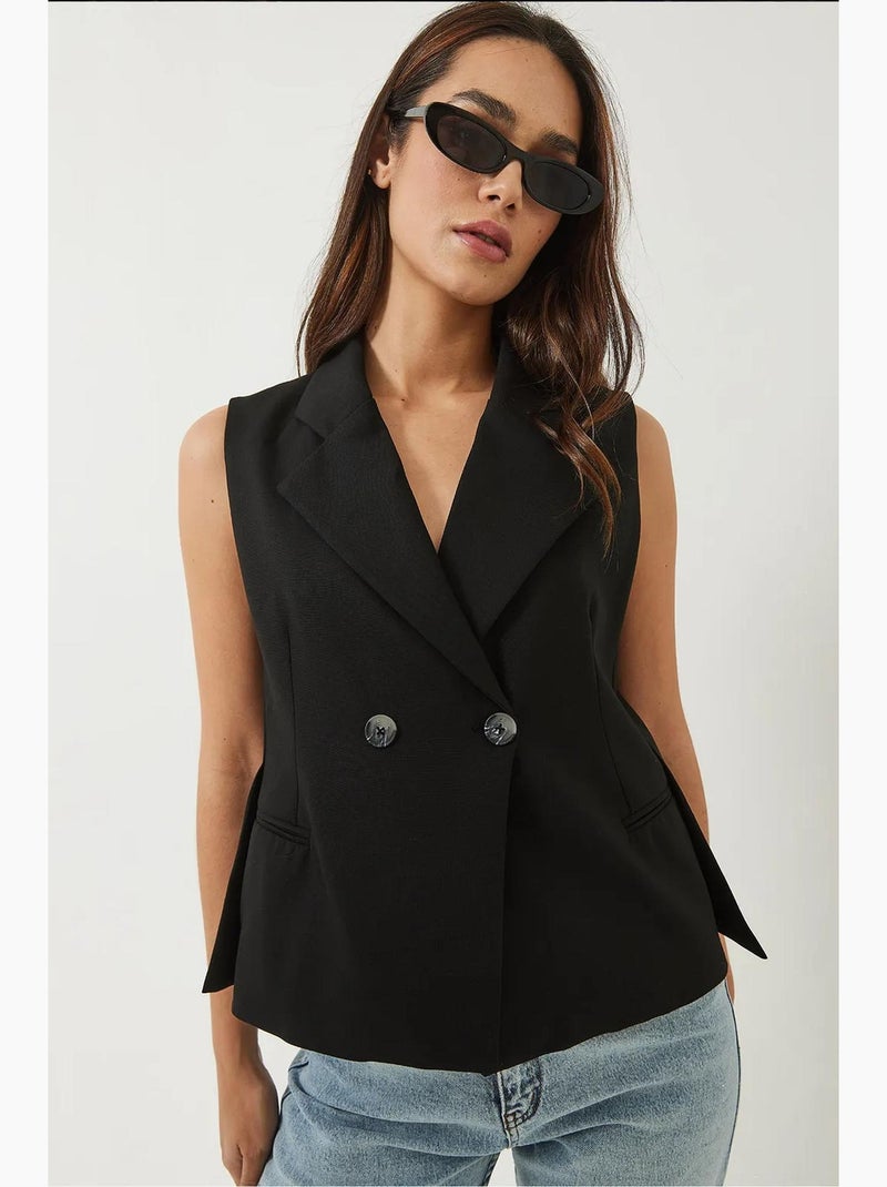 Gilet con collo a scialle e taglio asimmetrico lucci Nero - Kiabi