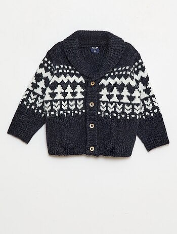 Gilet con collo a scialle jacquard