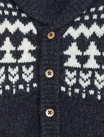 Gilet con collo a scialle jacquard