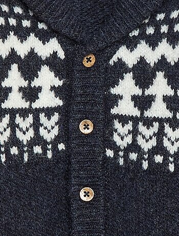 Gilet con collo a scialle jacquard