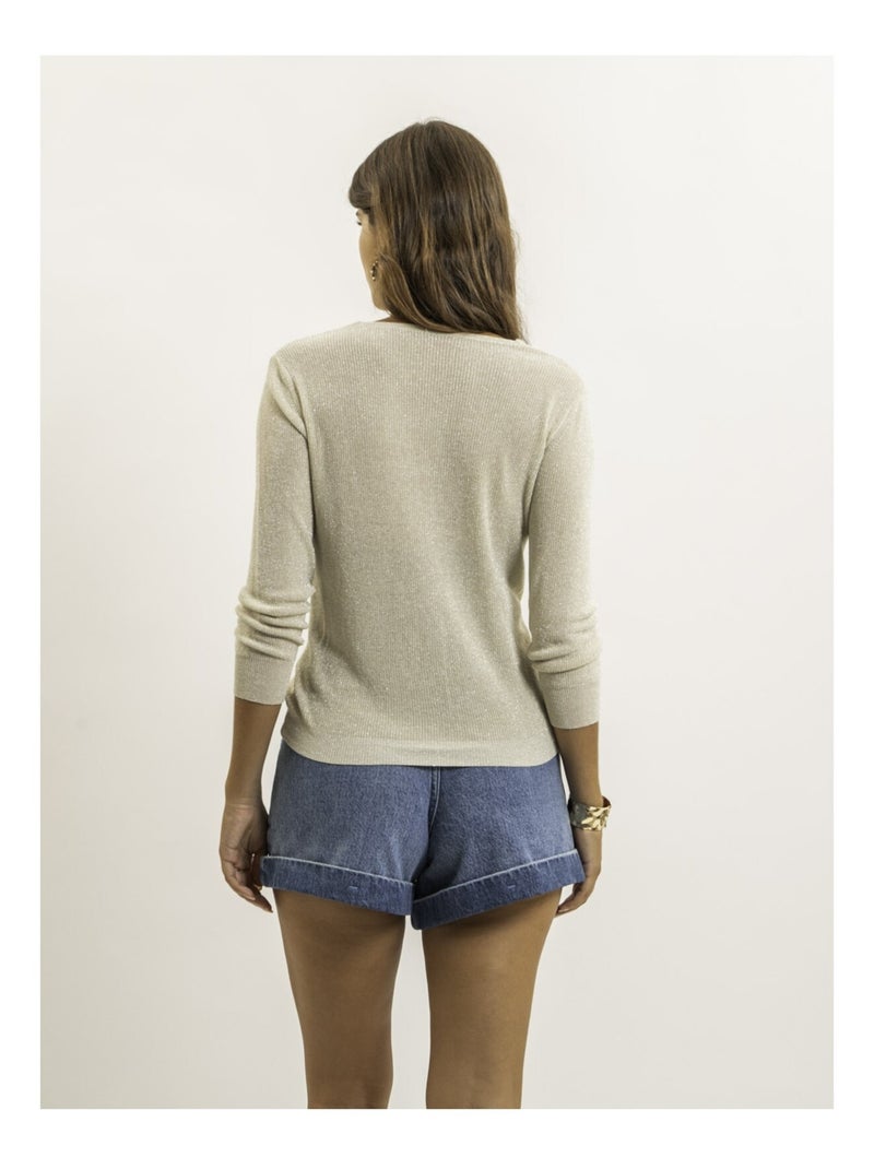 Gilet con lurex KEVEL Ecru - Kiabi