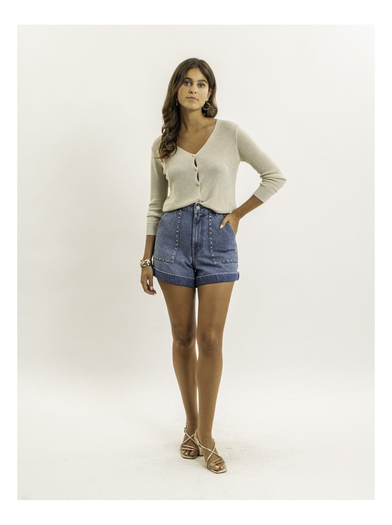 Gilet con lurex KEVEL Ecru - Kiabi