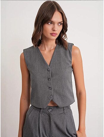 Gilet con scollo a v e bottoni mixray