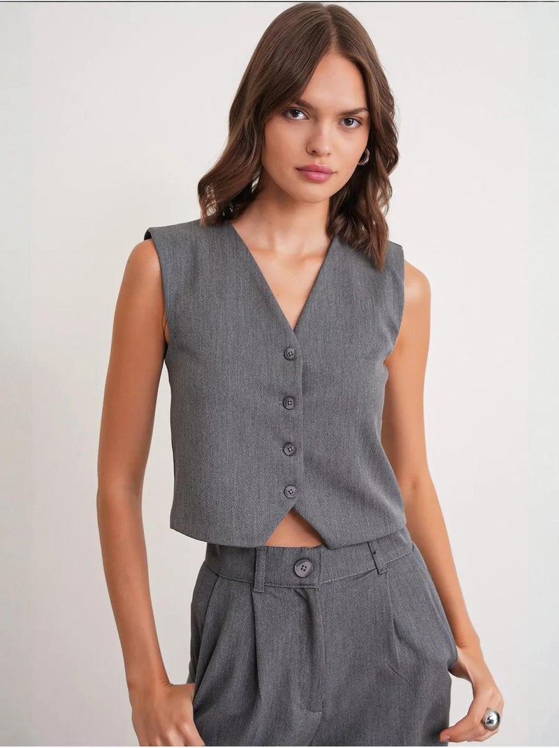 Gilet con scollo a v e bottoni mixray Grigio scuro - Kiabi