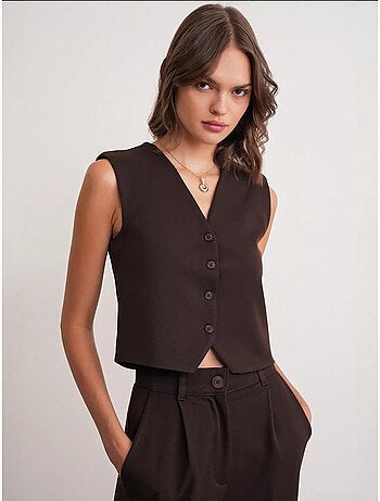 Gilet con scollo a v e bottoni mixray