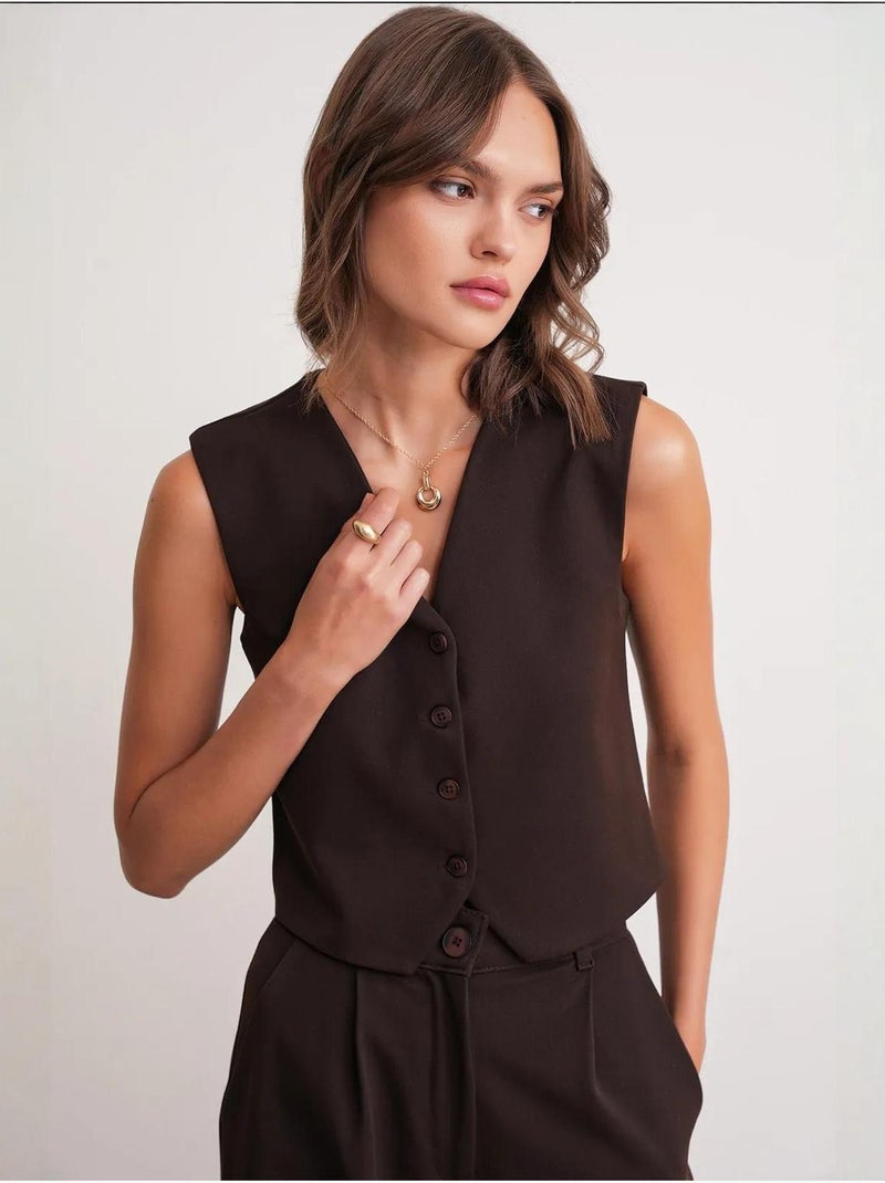 Gilet con scollo a v e bottoni mixray Marrone scuro - Kiabi