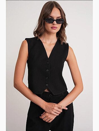 Gilet con scollo a v e bottoni mixray