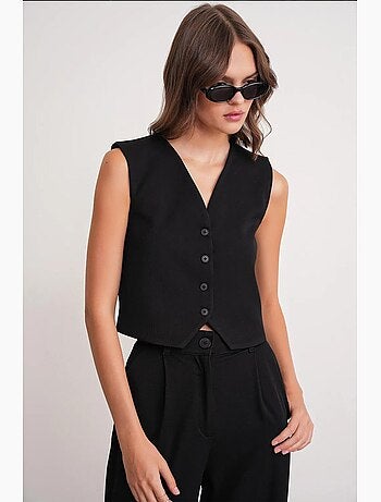 Gilet con scollo a v e bottoni mixray
