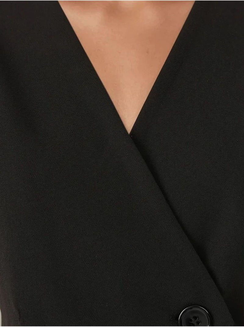 Gilet con scollo a V e dettaglio sulle spalle aderente Nero - Kiabi