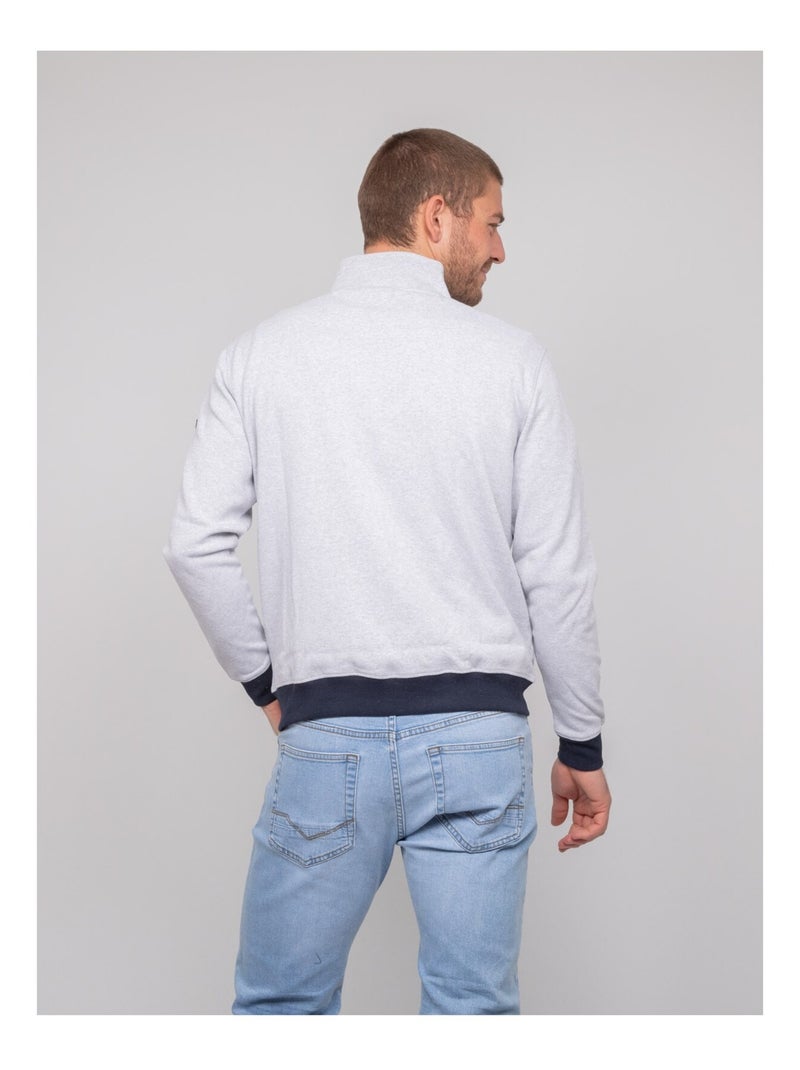Gilet con zip cotone WISLAND Grigio melangiato - Kiabi