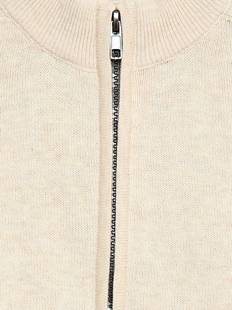 Gilet con zip e collo alto Beige - Kiabi