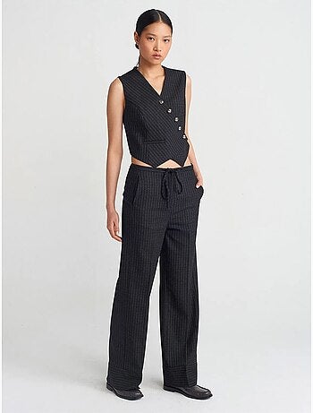 Gilet corto a righe con abbottonatura frontale dilvin