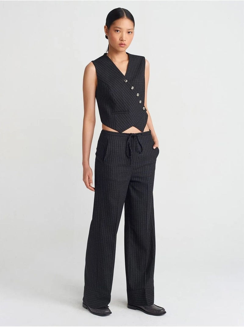 Gilet corto a righe con abbottonatura frontale dilvin Nero - Kiabi