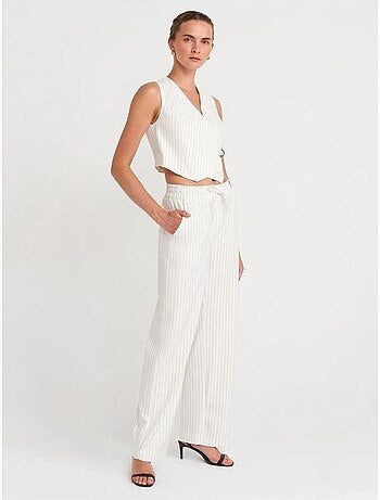 Gilet corto a righe da donna con cintura dilvin