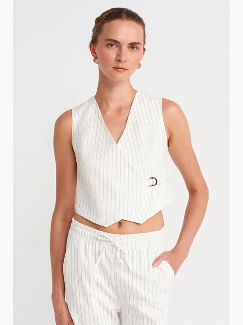 Gilet corto a righe da donna con cintura dilvin - Kiabi