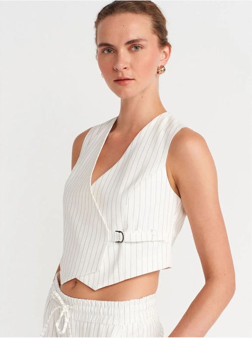 Gilet corto a righe da donna con cintura dilvin - Kiabi