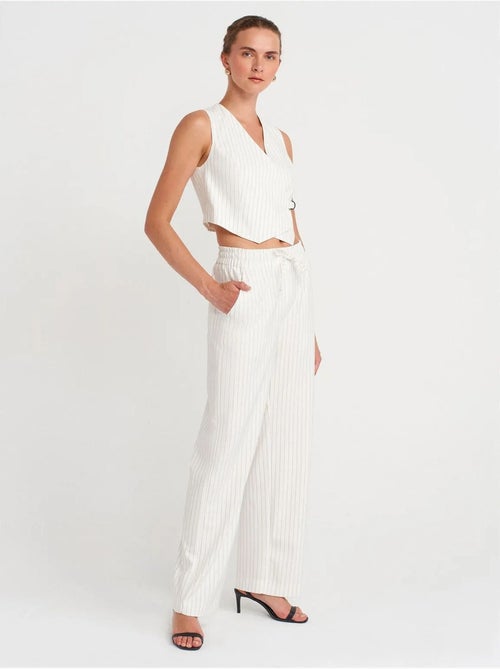 Gilet corto a righe da donna con cintura dilvin - Kiabi