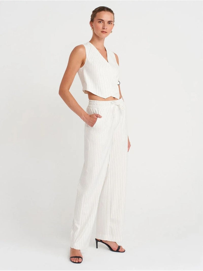 Gilet corto a righe da donna con cintura dilvin Bianco - Kiabi