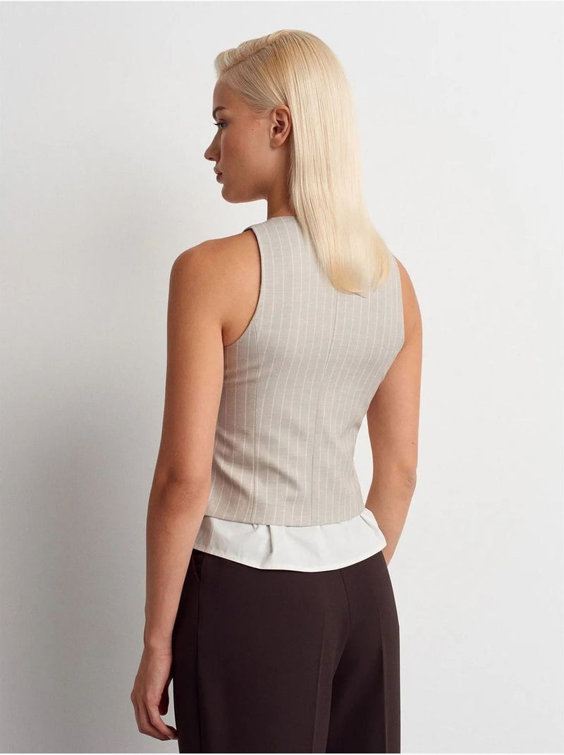 Gilet corto a righe dilvin Beige argilla - Kiabi