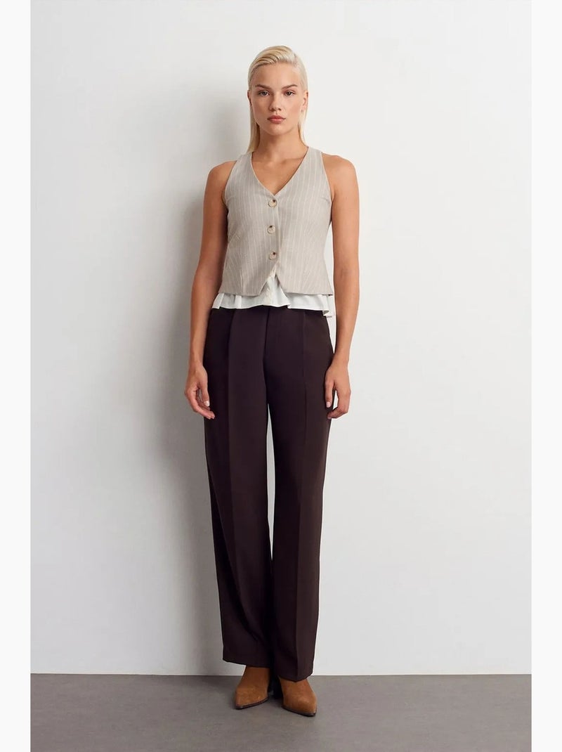 Gilet corto a righe dilvin Beige argilla - Kiabi