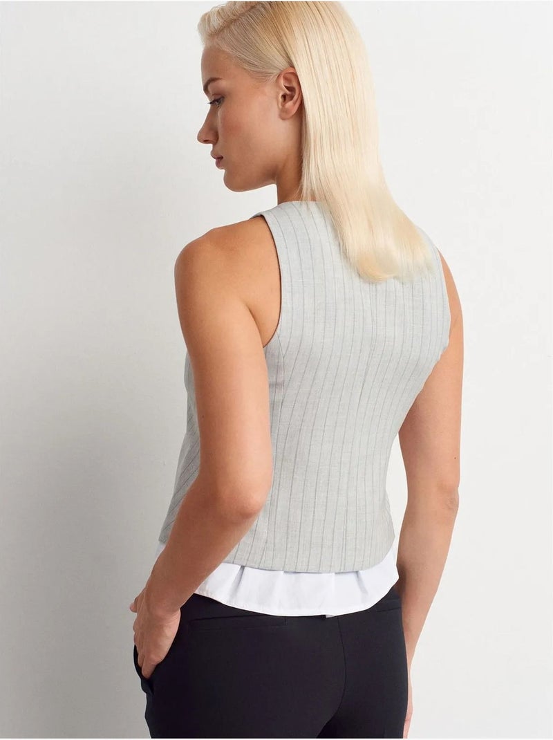 Gilet corto a righe dilvin Grigio chiaro - Kiabi