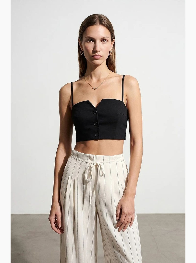 Gilet corto aderente con scollo a cuore dilvin Nero - Kiabi