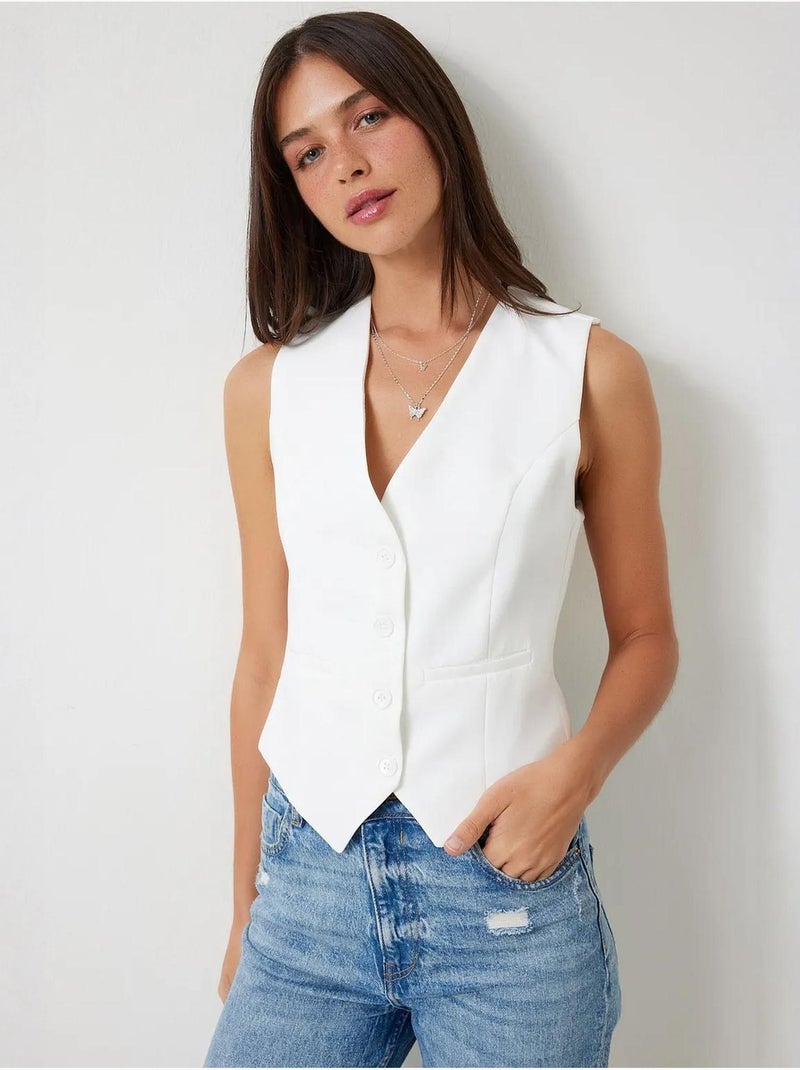 Gilet corto con bottoni istanbul Bianco - Kiabi