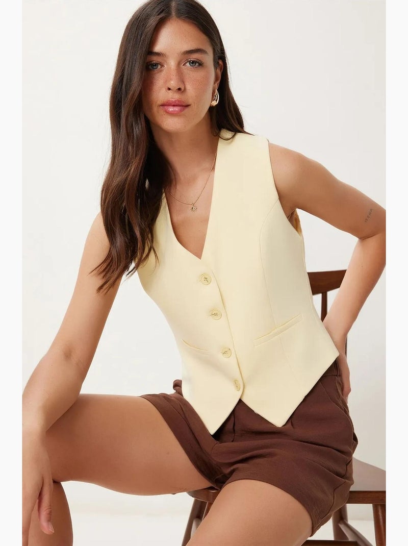 Gilet corto con bottoni istanbul Giallo limone - Kiabi