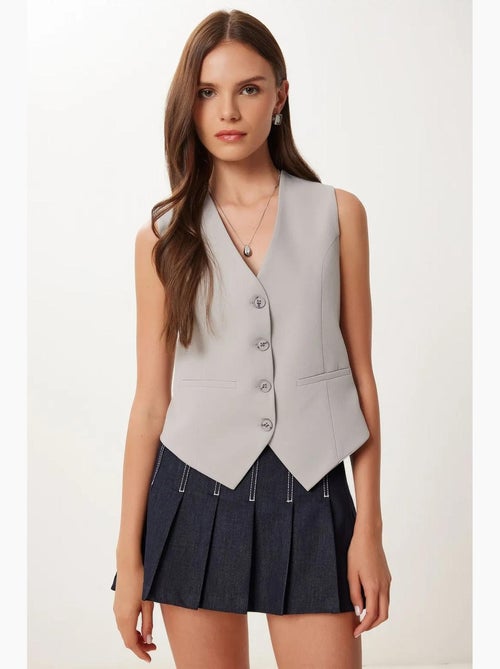 Gilet corto con bottoni istanbul - Kiabi Gilet corto con bottoni istanbul - Kiabi