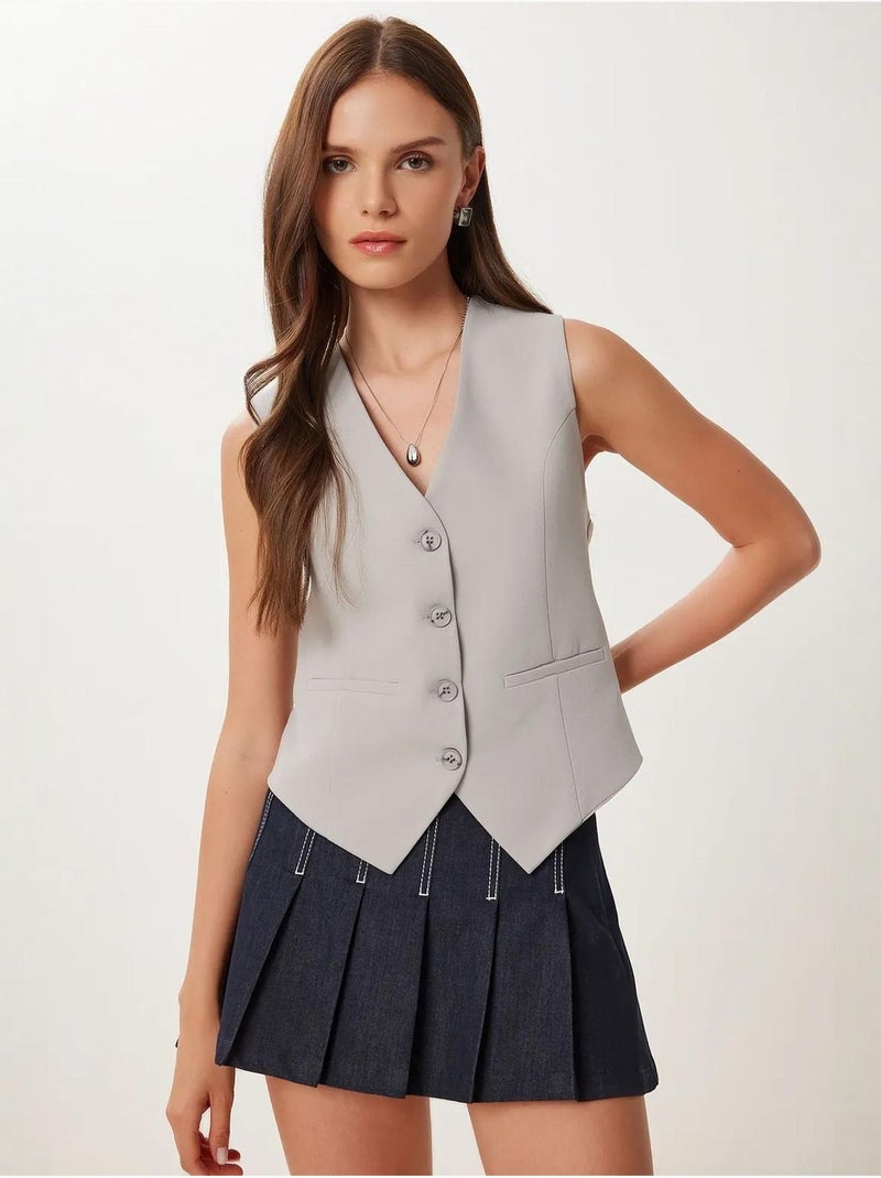 Gilet corto con bottoni istanbul Grigio - Kiabi