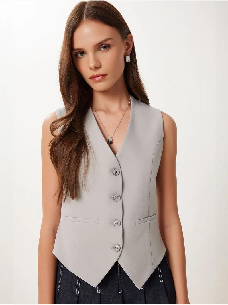 Gilet corto con bottoni istanbul Grigio - Kiabi