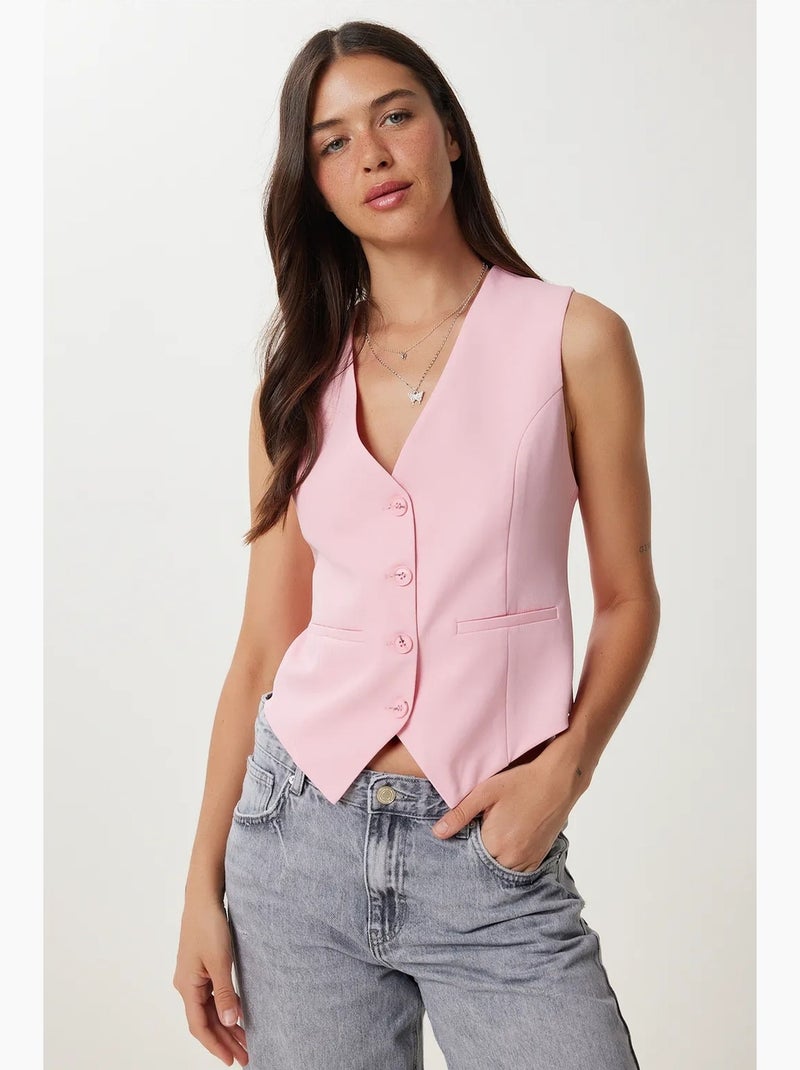 Gilet corto con bottoni istanbul Rosa confetto - Kiabi