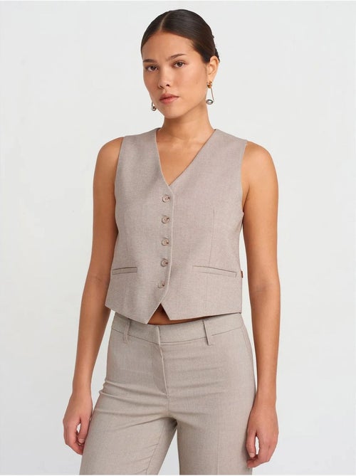 Gilet corto con cintura e scollo a v dilvin - Kiabi Gilet corto con cintura e scollo a v dilvin - Kiabi