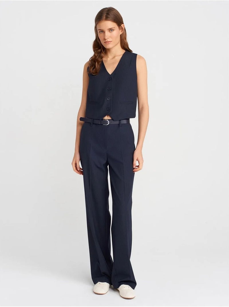 Gilet corto con scollo a v e bottoni dilvin Blu marino - Kiabi