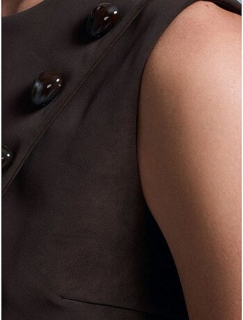 Gilet corto in ecopelle con bottoni dilvin