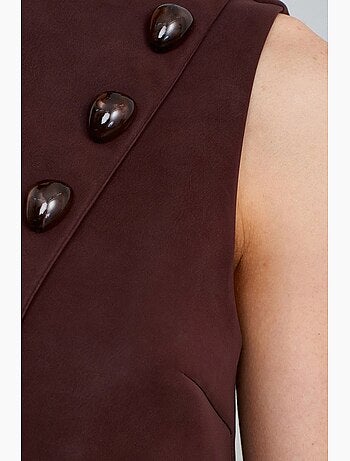 Gilet corto in ecopelle con bottoni dilvin