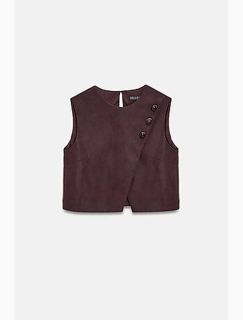 Gilet corto in ecopelle con bottoni dilvin