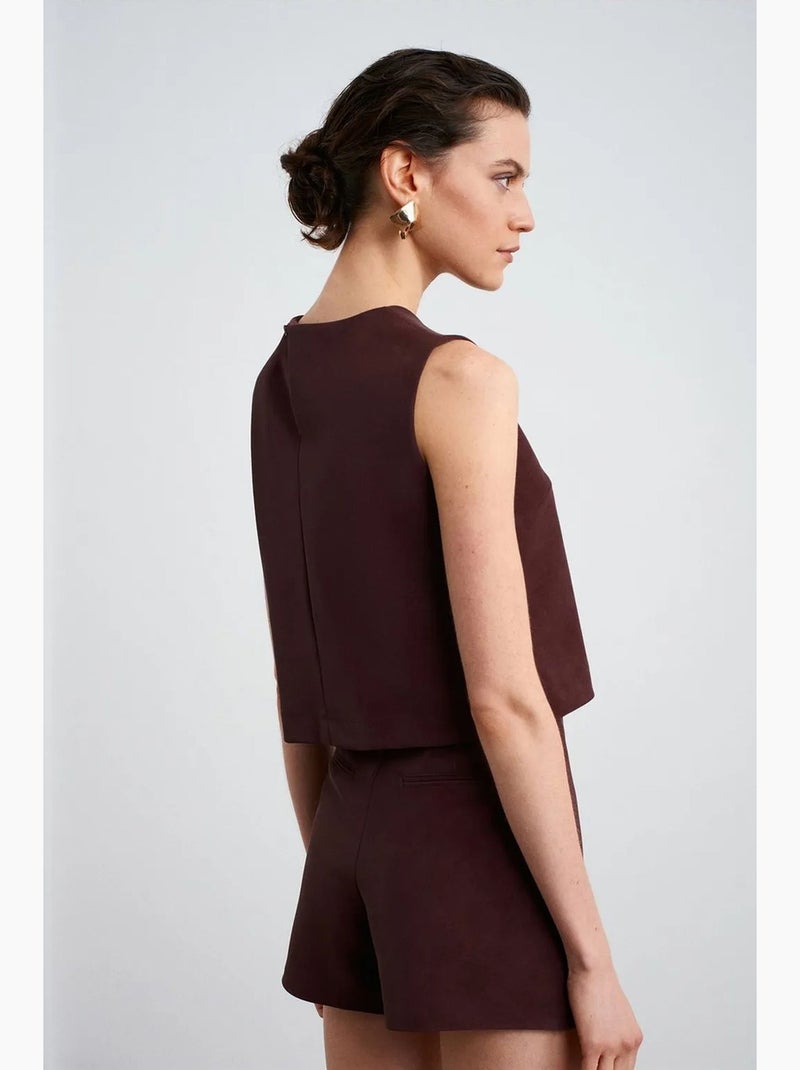 Gilet corto in ecopelle con bottoni dilvin Rosso bordeaux - Kiabi