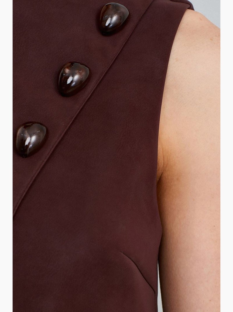Gilet corto in ecopelle con bottoni dilvin Rosso bordeaux - Kiabi