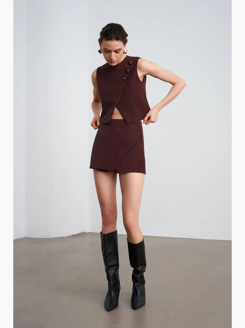 Gilet corto in ecopelle con bottoni dilvin Rosso bordeaux - Kiabi