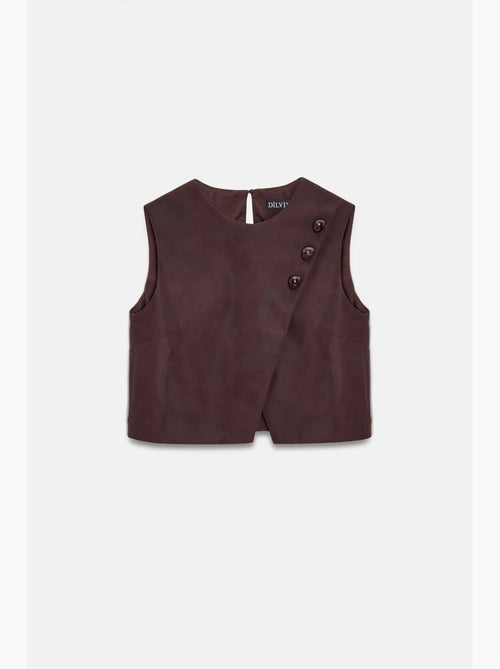 Gilet corto in ecopelle con bottoni dilvin - Kiabi Gilet corto in ecopelle con bottoni dilvin - Kiabi
