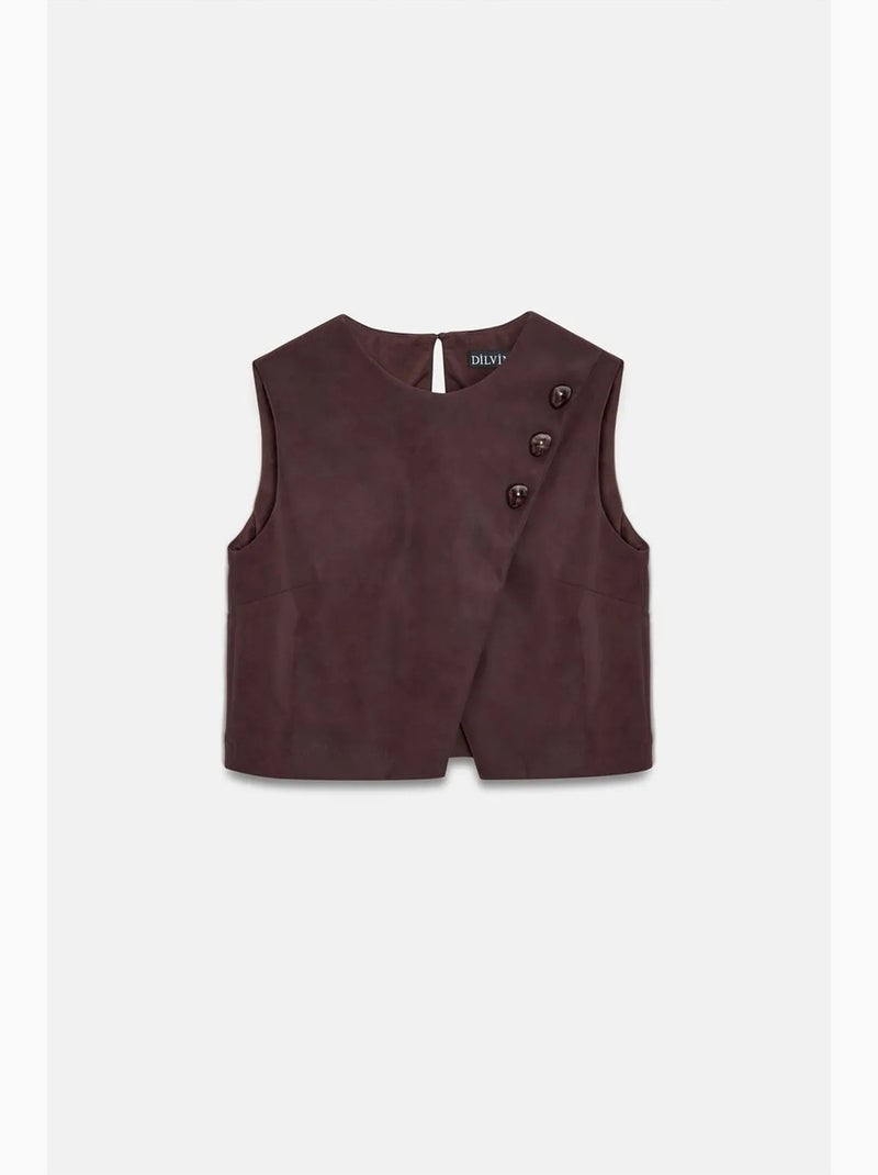Gilet corto in ecopelle con bottoni dilvin Rosso bordeaux - Kiabi