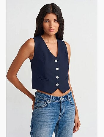 Gilet corto in tessuto dilvin
