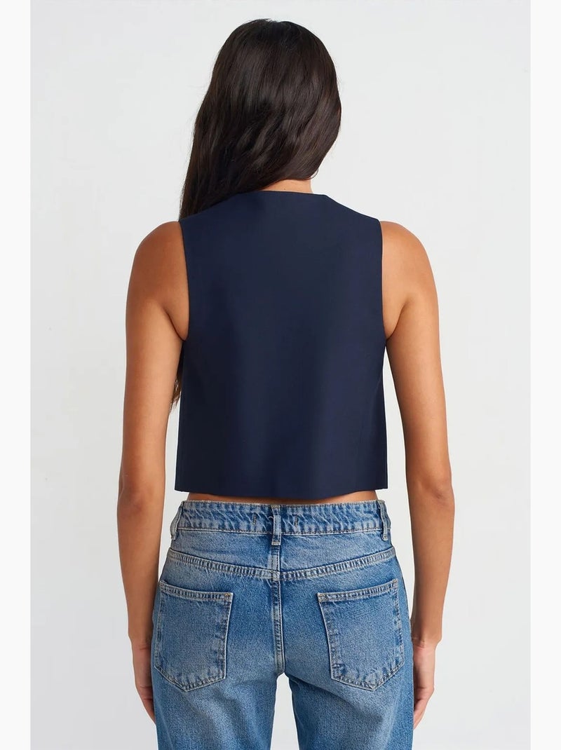 Gilet corto in tessuto dilvin Blu marino - Kiabi