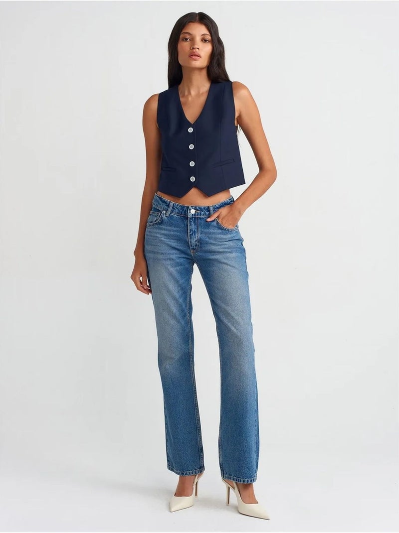 Gilet corto in tessuto dilvin Blu marino - Kiabi