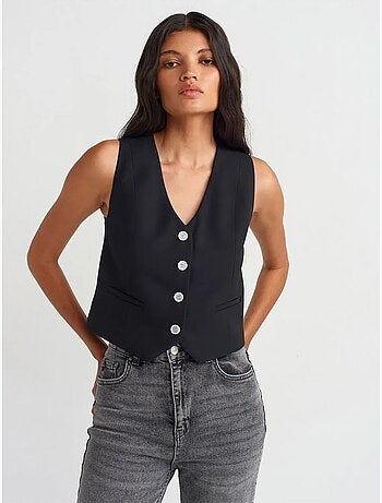 Gilet corto in tessuto dilvin