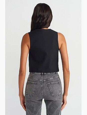 Gilet corto in tessuto dilvin