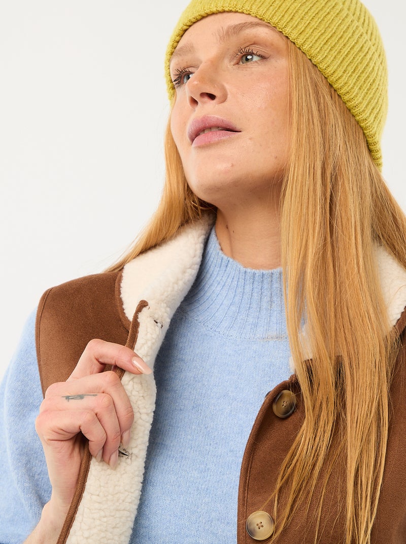 Gilet corto sherpa senza maniche Marrone - Kiabi